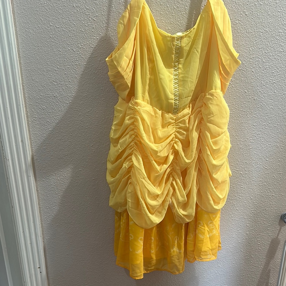 Vibrant Yellow Ruched Dress